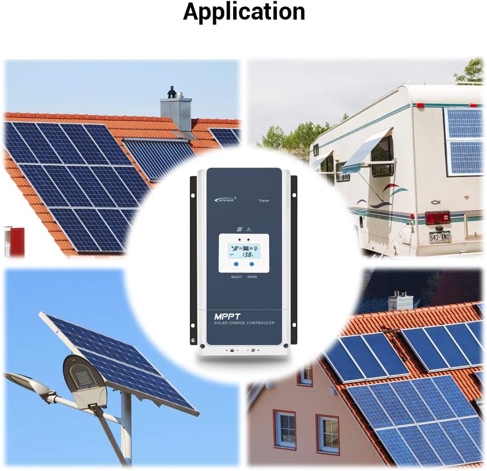 EPEVER 80A MPPT Solar Charge Controller 12V/24V/36V/48V DC Automatically Identifying System Voltage Max.PV 150V Solar Panel Regulator (Tracer 8415 an)