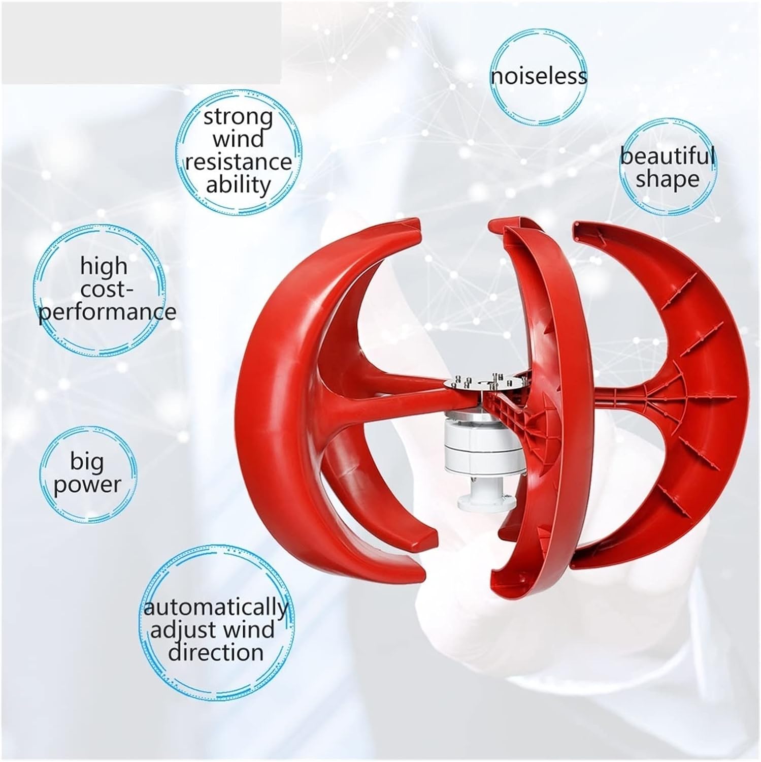 Wind Turbine, Wind Power Turbines Generator 5KW12/24/48V 5 Blades Generator Lantern Wind Turbines Vertical Axis for Streetlight Controller(with Controller,12V)