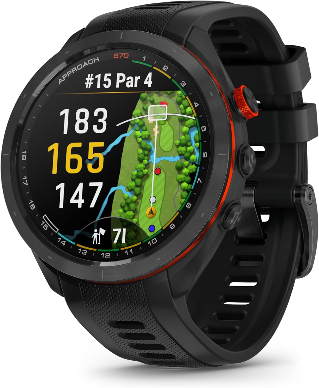 Garmin Approach® S70-47 mm Black Ceramic Bezel with Black Silicone Band (Refurbished)