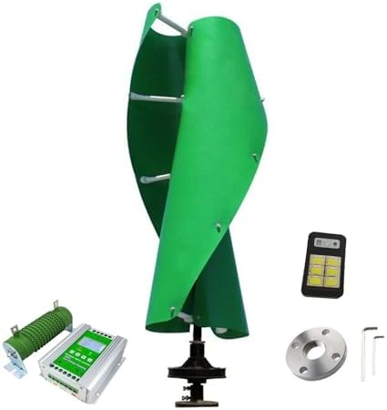 5KW Wind Turbine Generator Kit - 12V/24V/48V Hybrid MPPT Charge Controller, Noiseless Maglev Design for Off-Grid Systems, Ideal for Low Wind Speed & Garden Lighting (Green, 24V)