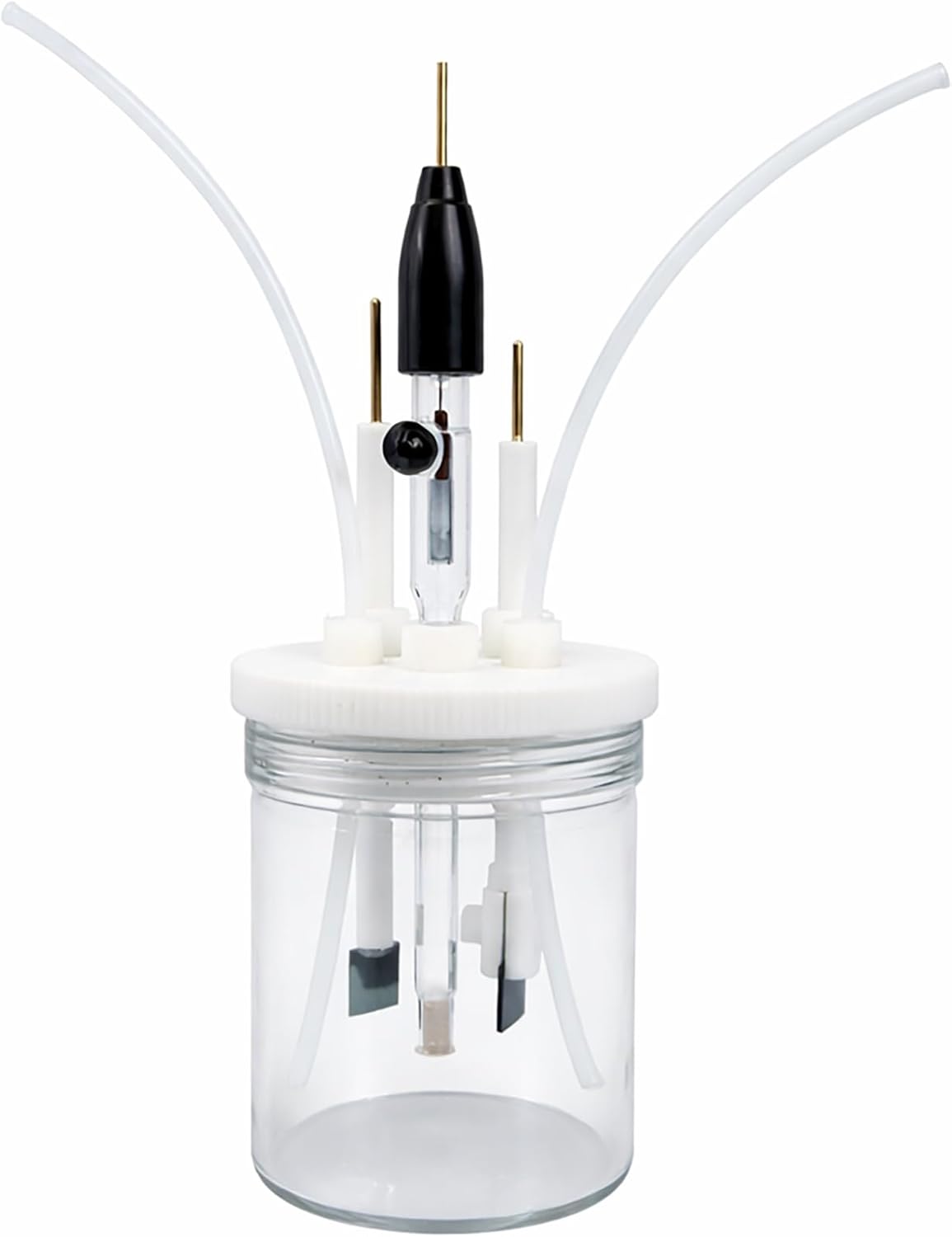 TBQATNTS Sealed Single Electrolytic Cell, Borosilicate Sealed Electrochemical Cell Kit Reactor Electrolyzer with 5-Hole PTFE Lid, Electrode Included,250ml