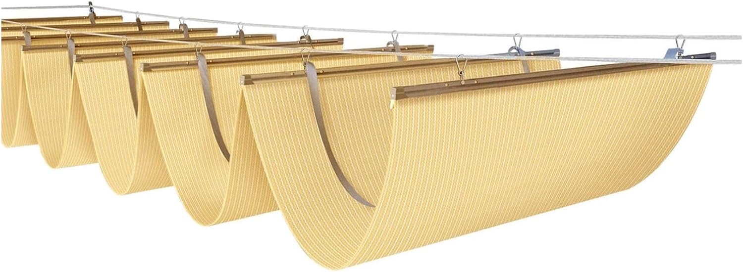 Retractable Pergola Shade Covers, Outdoor Patio Sun Shade Sails Canopy, Replacement Wave Awning Shelter for Garden Porch Yard Gazebo Grape Trellis (Color : Beige, Size : 9.8FTx13.1FT)