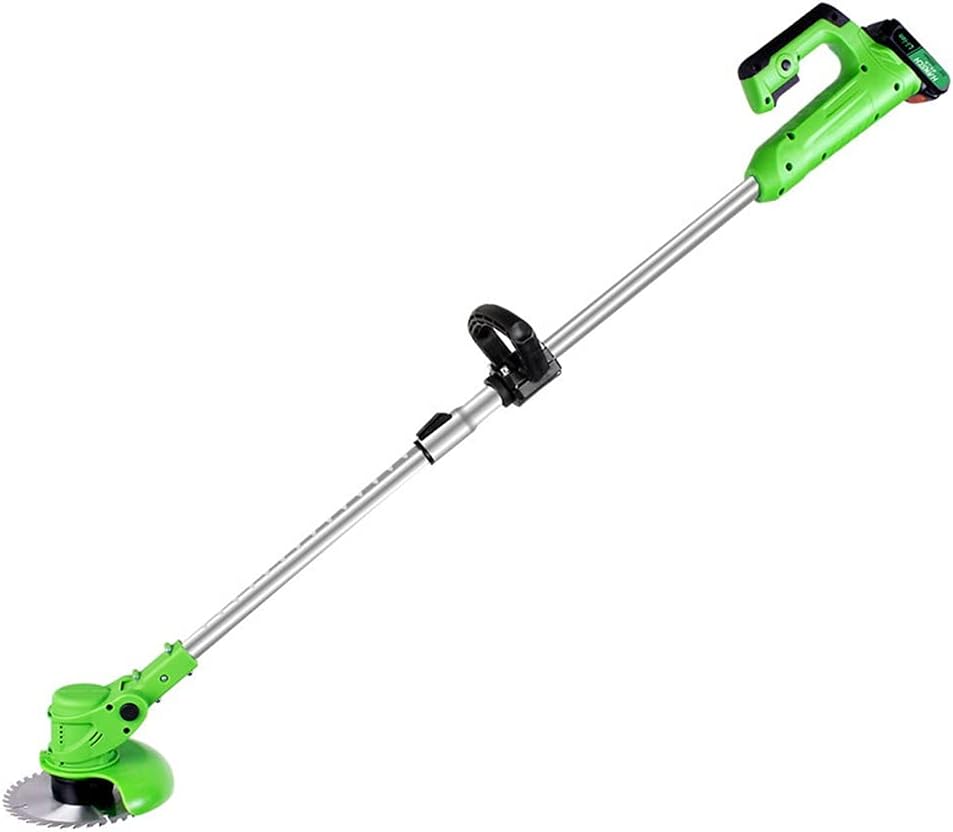 Cordless Grass Strimmer Lawn Mowers Battery Lawn Mower Household Portable ELD Electric Lawn Mower Agricultural Rechargeable Cordless Garden Pruning Tool (Green Battery*2)