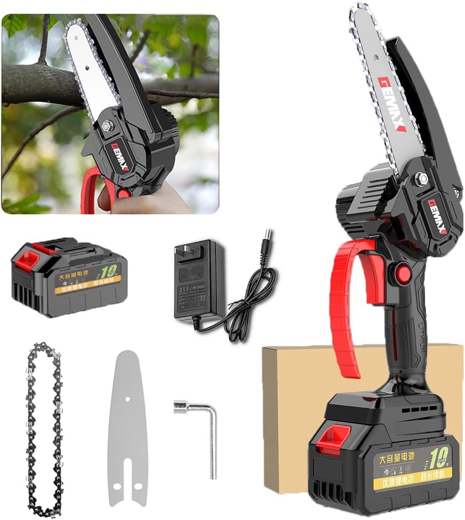 Handheld Chainsaw,Mini Chainsaw,Mini Saw Cordless,Cordless Battery Powered Chain Saw,Lightweight Handheld Chainsaw, Handheld Small Chainsaw for Wood Cutting Tree Trimming (Battery *1 : 6 Inch)