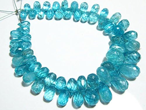 13 inch natural beads strand of 7x4-12x7mm faceted drop neon blue apatite gemstone beads for DIY jewelry - necklace, bracelet, earring, ring.