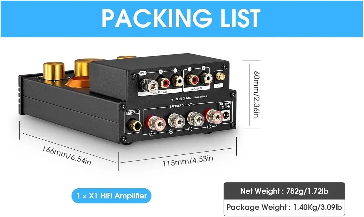 HiFi GE5654 Tube Amplifier Stereo 5.0 Receiver Amplifier MM Phono Power Amplifier for Turntable X-HD 160W+160W