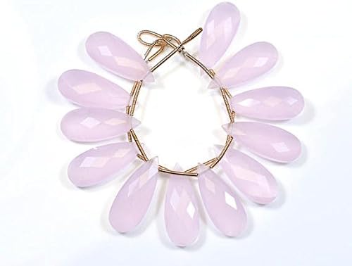 10x25mm 3 matched pairs 6 beads rose quartz microfaceted large pear briolette beads