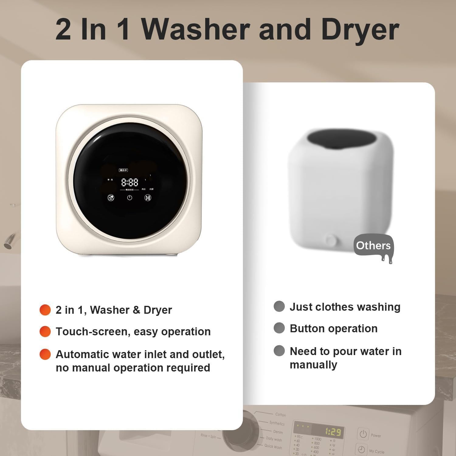 3.5L Portable Washing Machine,Mini Washing Machine,Wall Mounted Drum Washing Machine, for Apartments, Camping, Travel,Desktop