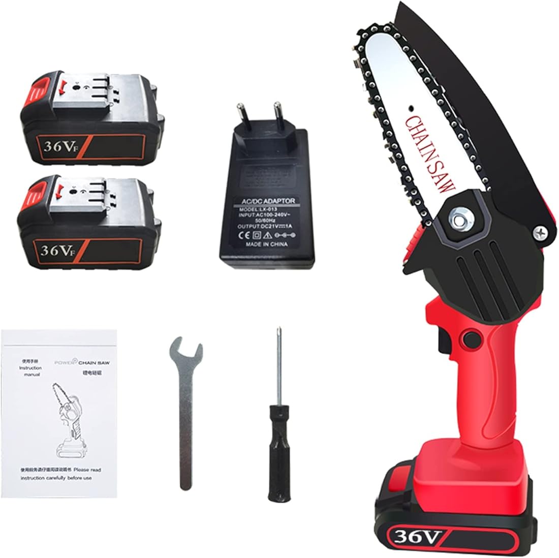 Mini Chainsaw Cordless Electric Chain Saw Battery Powered, 4-Inch Mini Chainsaws One-Handed Small Wood Cutting, Hand Pruning Shears Chain Saws for Tree Branch Trimming (Battery *1 : 36V 2.0A)