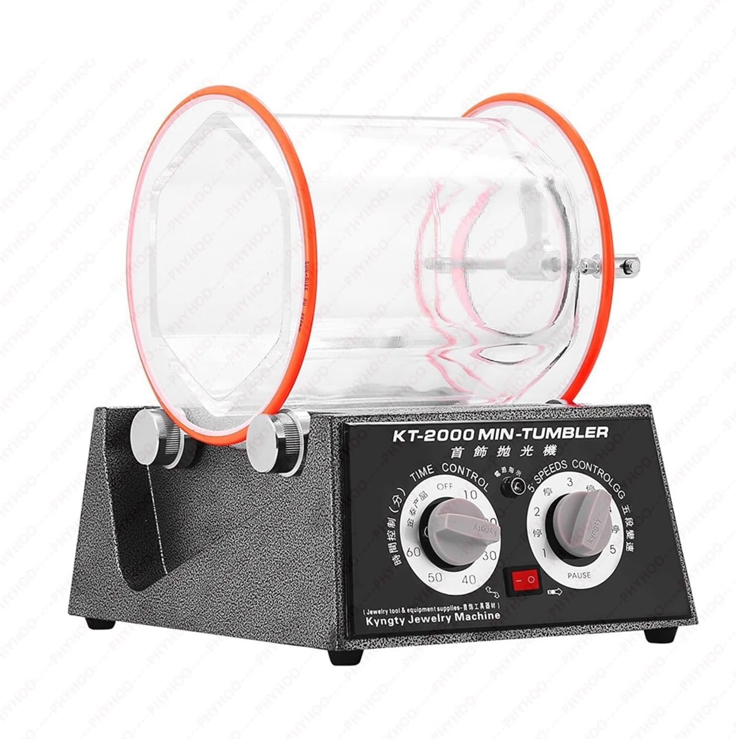 KT2000 Rotary Jewelry Polisher Tumbler Bead Surface Cleaner Drum Polisher with Bevel Timer 5kg Power, Garden & Hand Tools