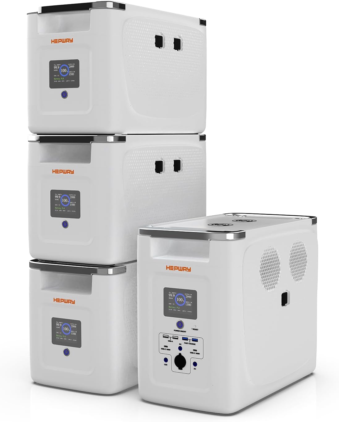 Portable Power Station with 3 Pcs Extra Battery, 2000W 8192Wh LiFePO4 Expandable to 32KWh, E-Turbo Output 3600W & Fast Charging 1500W, Solar Generator for Home Outage UPS Backup, Camping & RVs