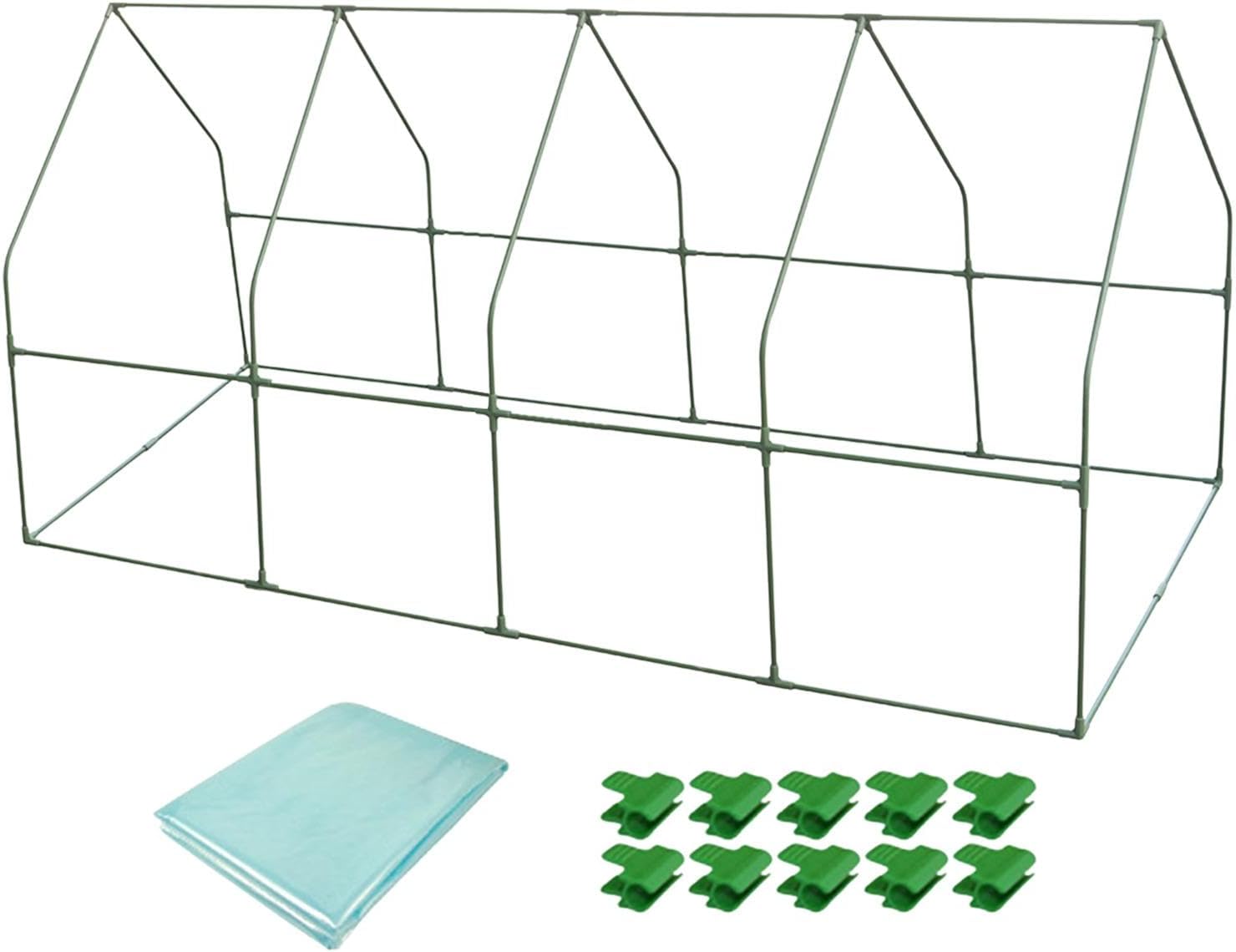 Mini Greenhouse Plant Stand Portable Hot House for Outdoor Vegetable Fruit Garden with Cover- 100cmx200cm