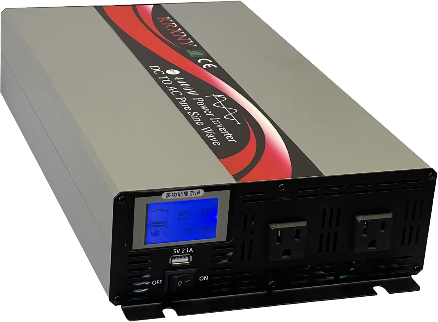 4000W Pure Sine Wave Off Grid Power Inverter 48V DC to 120V AC with USB Port LCD Display 60HZ