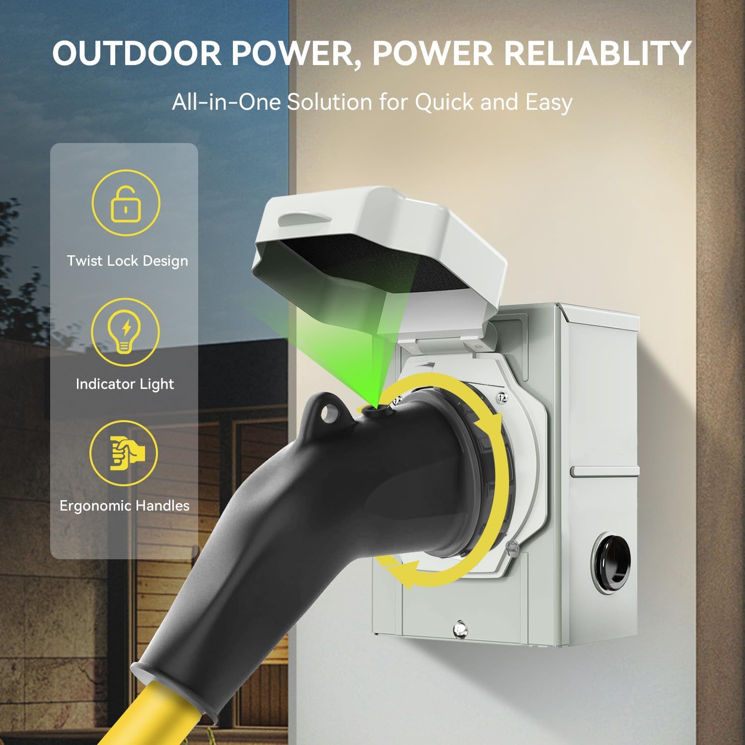 25FT NEMA L14-30P to SS2-50R RV Marine Power Generator Adapter Cord, 30A 4 Prong Locking Generator L14-30P Male to 50A Marine Shore Power SS2-50R Female with 135° Elbow Grip Handle LED Power Indicator