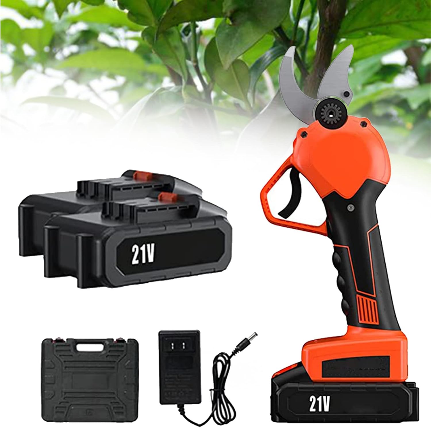 XYEJL Electric Secateurs,21V Electric Pruning Shears,Electric Branch Scissors Cordless Pruner,with Brushless Motor,30mm Max Diameter for Hedge,Tree,Fruit,Bush,Orchard