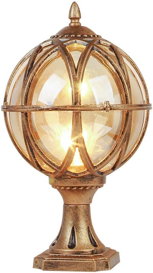 Traditional Outdoor Pillar Lamp Victoria Waterproof Die-casting Aluminum Globe Landscape Lighting Fixture Classic European Patio Post Rust-proof Glass Ball Column Light Courtyard Villa Terrace Lantern