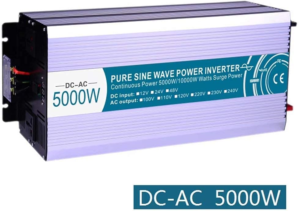 inBEKEA 5000W High Power Inverter 12V / 24V / 48V Home Car DC to AC110V / 220V Converter with 2 AC Outlets for Outdoor Lighting Power outages (48vto220v)