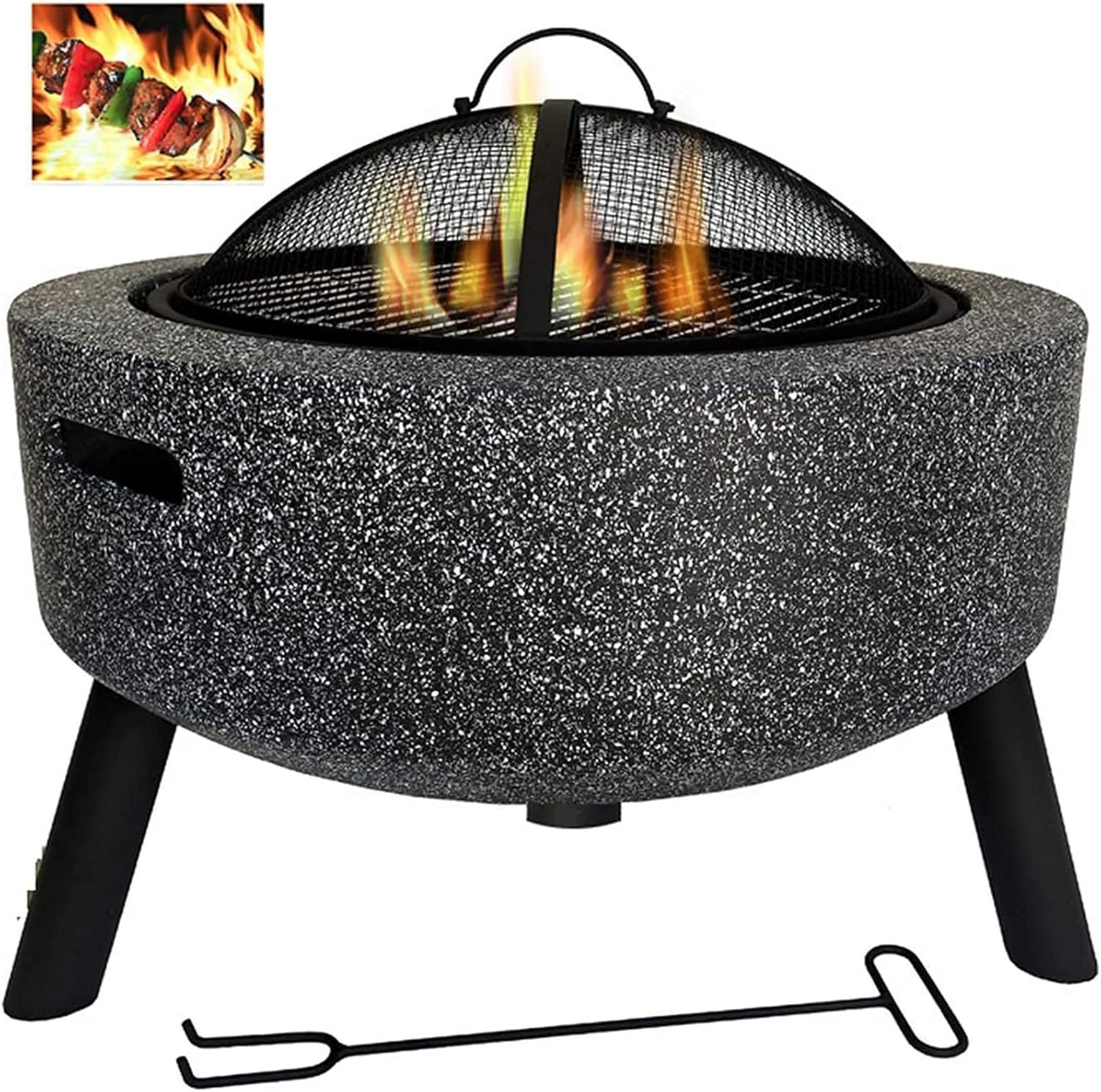 Garden Wood Burning Fire Pit Table Top Fire Pit Outdoor Heaters & Fire Pits with Grill Grate for Heating//Fire Bowls
