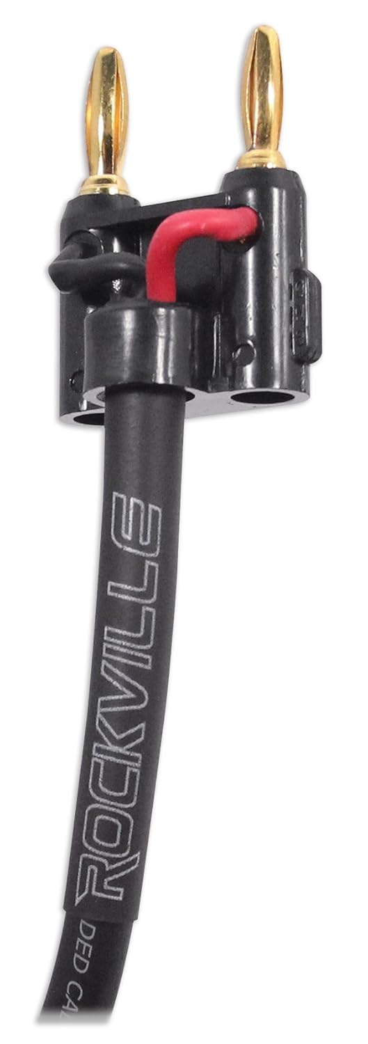 Rockville RCXBN20 20ft 1/4 inch TS to Banana Speaker Cable, 16 Gauge Copper Conductors, Durable Pro Audio Design, for Amplifiers and Speaker Systems, 16-Piece