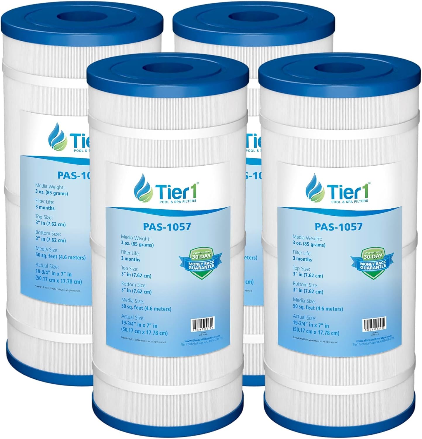 Tier1 Pool & Spa Filter Cartridge 4-pk | Replacement for Hayward Star Clear C500, FC-1240, Pleatco PA50, C-7656, Pentair Purex CF-50 and More | 19-5/8