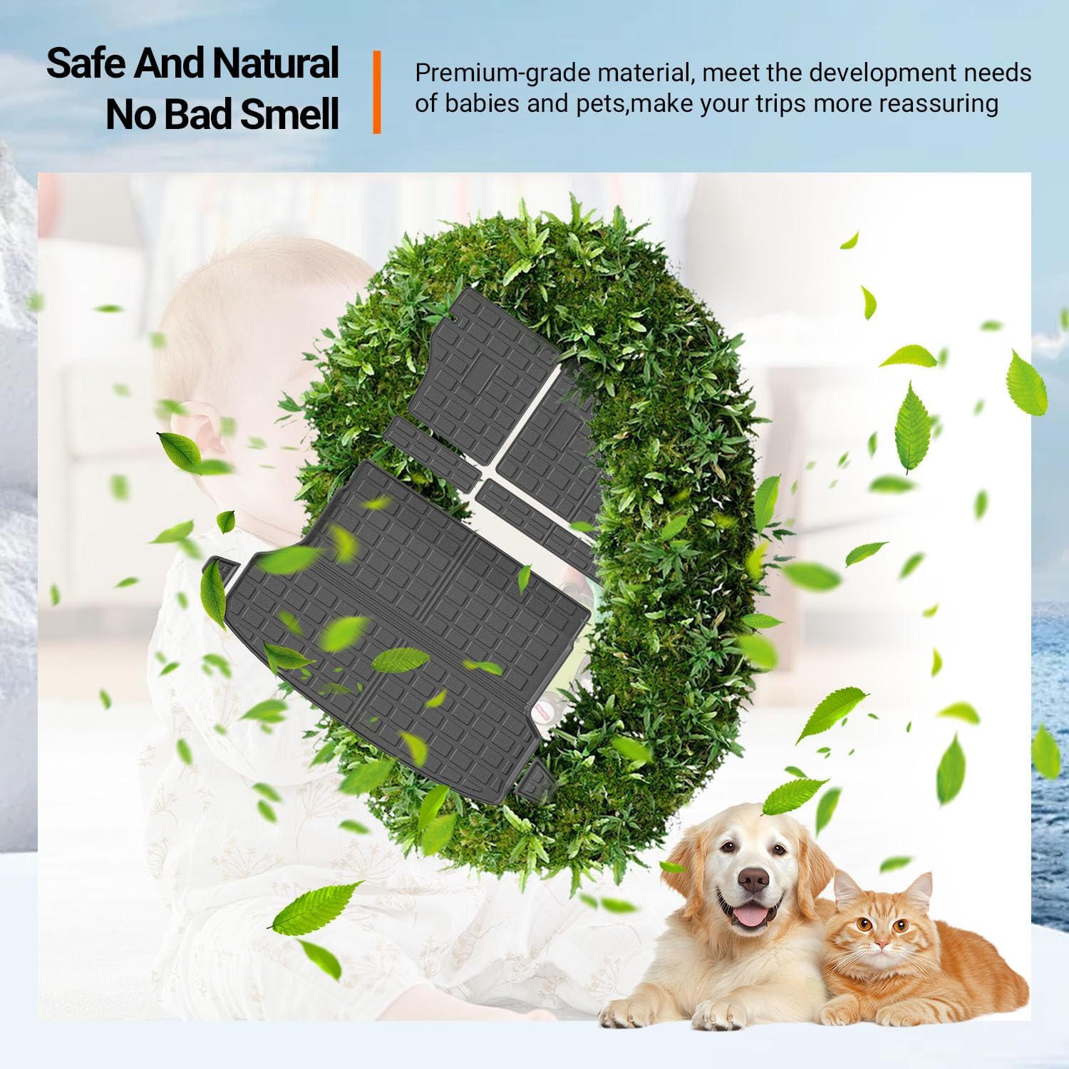 powoq Cargo Liner Compatible with 2019-2024 Subaru Forester Trunk Mat Backrest Mat TPE Trunk Liner Replacement for 2019-2021 2022 2023 2024 Subaru Forester Accessories (Backrest Mat+Trunk Mat)