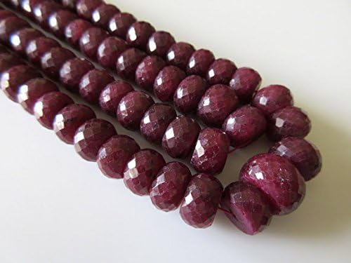 Ruby Bead Necklace, Natural Ruby Faceted Rondelle Beads, 10mm To 16mm Beads, 20 Inch Strand