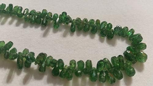 13 inch natural beads strand of 3x5mm faceted drop tsavorite gemstone beads for DIY jewelry - necklace, bracelet, earring, ring.