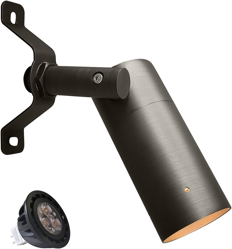 MALORY Low Voltage Landscape Spot Down Light, Brass Landscape Lighting Christmas Tree Down Light Led Downlights Outdoor Wall Mounted Light for Yard, Garden, Lawn,Patio with MR16 Bulb （1 Pack）