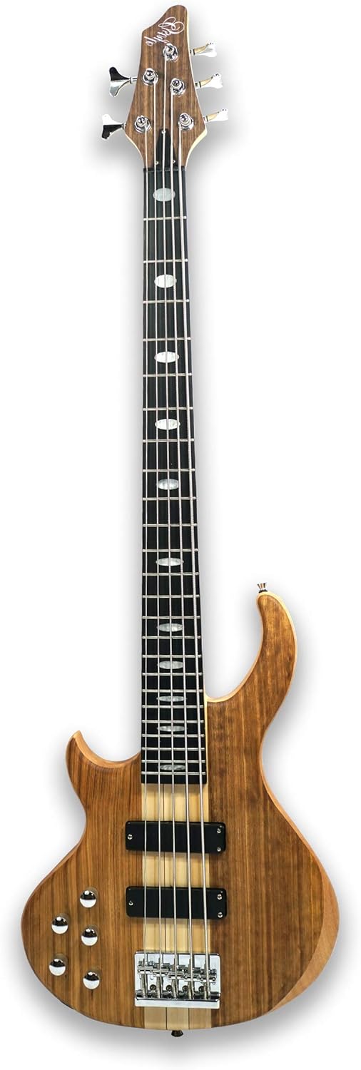 Left-handed 5 String Electric Bass Guitar Millettia Laurentii+Okoume body maple