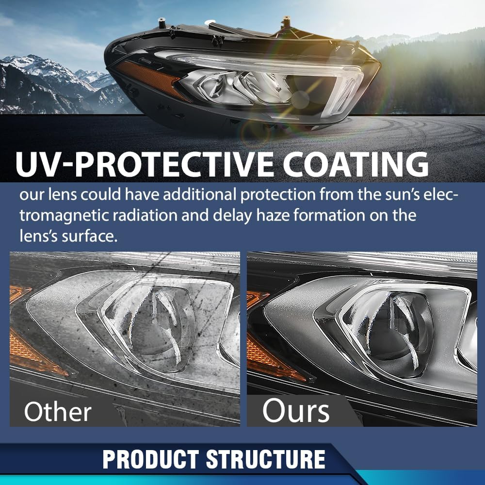 PIT66 LED Front Headlight Headlamps Assembly Right side Compatible with Benz W177 A Class A220 A250 2019-2022 Without modules, ballasts and other extra accessories A1779066001, A1779061603 Clear Lens