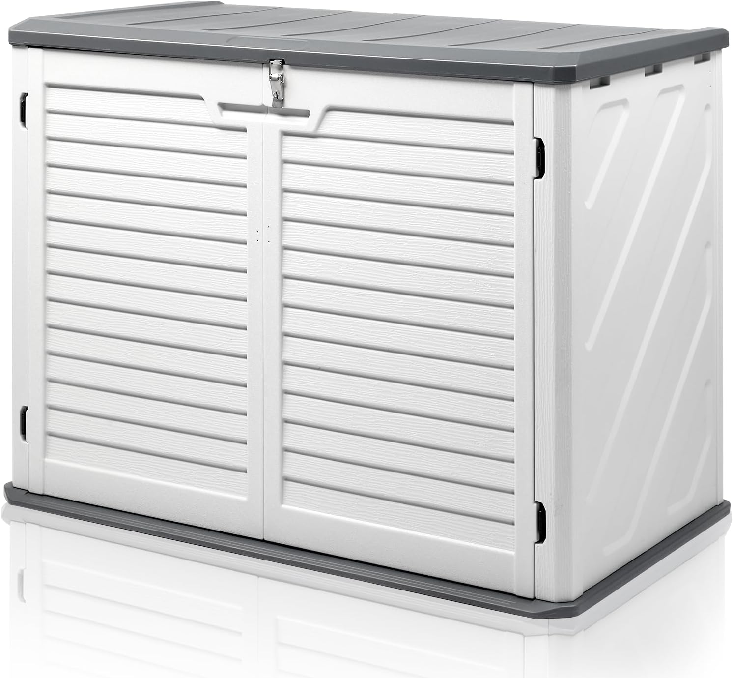 VINGLI Outdoor Storage Shed, Resin Storage Cabinet with Lockable Design, Weatherproof Tool Shed with HDPE Material, Resin Deck Box for Garden Tools, Pool Equipment, Garbage Cans, White (31.5 Cu.ft)