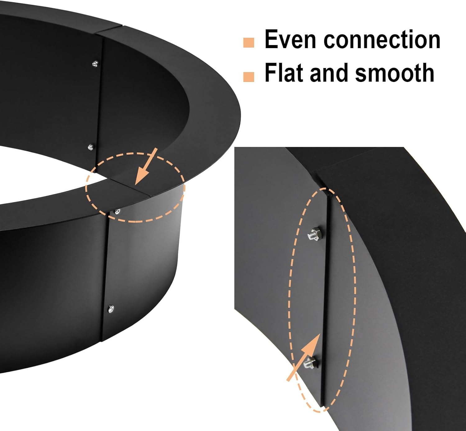 Fire Pit Ring, Fire Ring Insert DIY Campfire Liner, Heavy Duty Steel Fire Pit Liner,Smokeless Fire Pit 36-Inch Outer/30-Inch Inner Diameter for Camping Outdoors, Backyard Garden