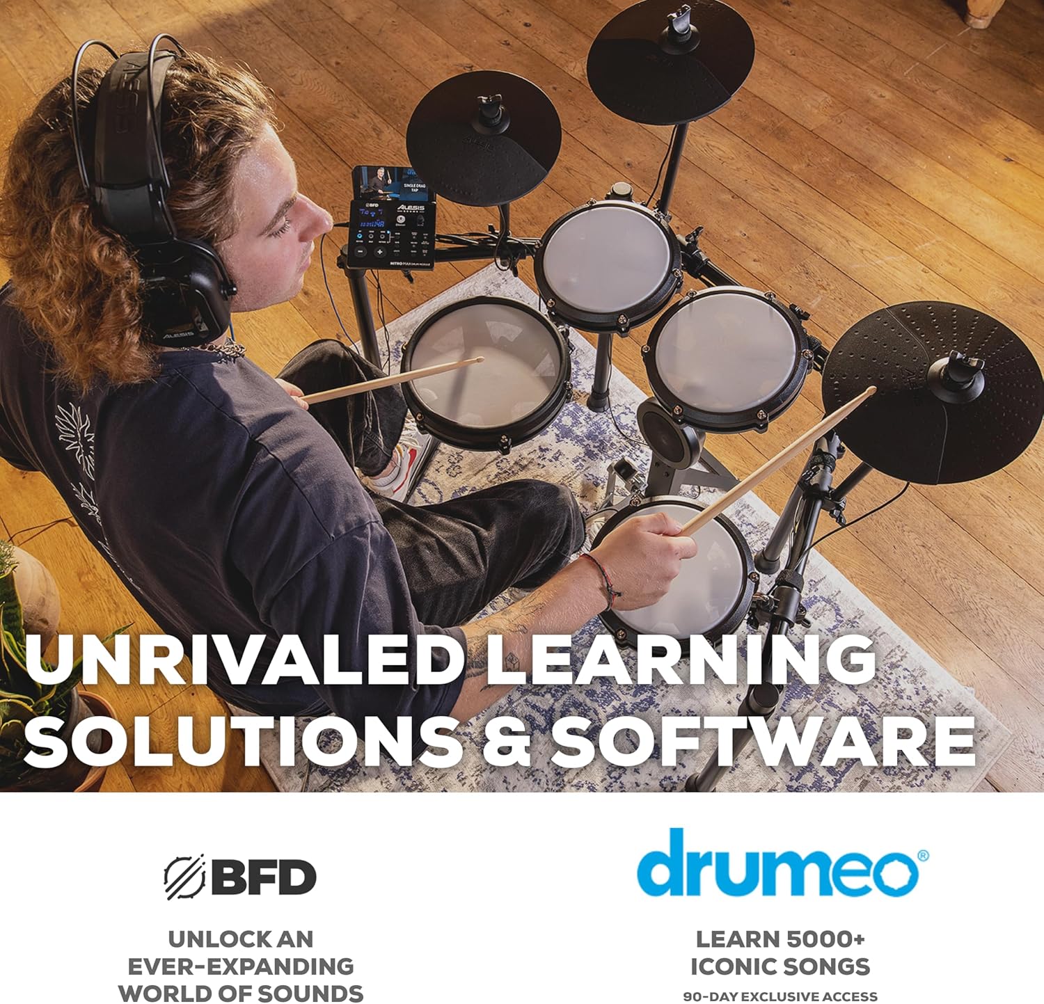 Alesis Nitro Max Kit Electric Drum Set with Quiet Mesh Pads, 10