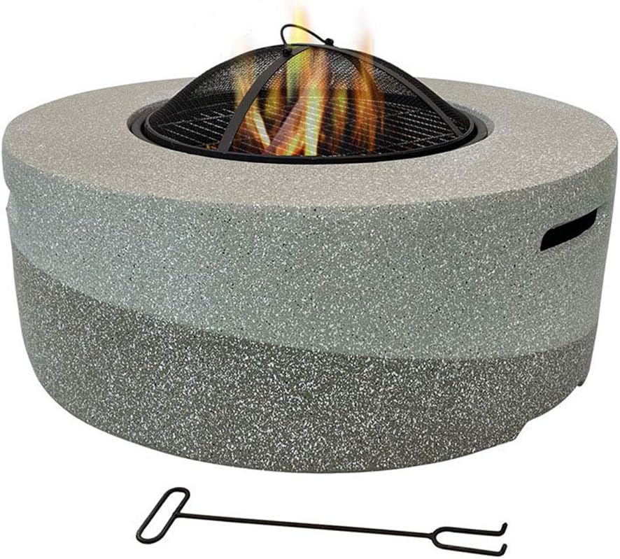 Fire Bowls for Garden, Fire Pit with Grill Shelf with Magnesium Oxide Base 75 x 39cm for Outdoor, Garden, Barbecue, Excursion, Camping Outdoor Garden Fire Pit, Gray