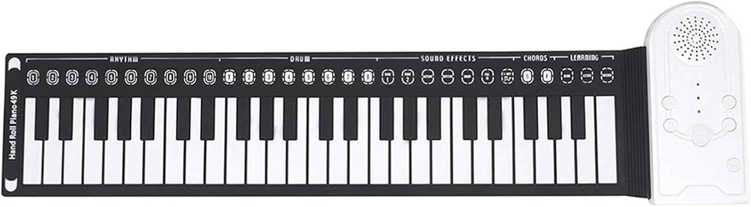TSTS Piano Foldable 49 Keys Fold-able Electronic Piano Midi Keyboard Instrument Hand Roll Up Flexible Piano with Horn Musical