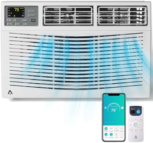 10,000 BTU Window Air Conditioner Unit with Remote Control, Cools Rooms up to 450 Sq Ft, 3-in-1 Function Energy Efficient, Digital Display WIFI, Washable Filter, for Bedroom, Office