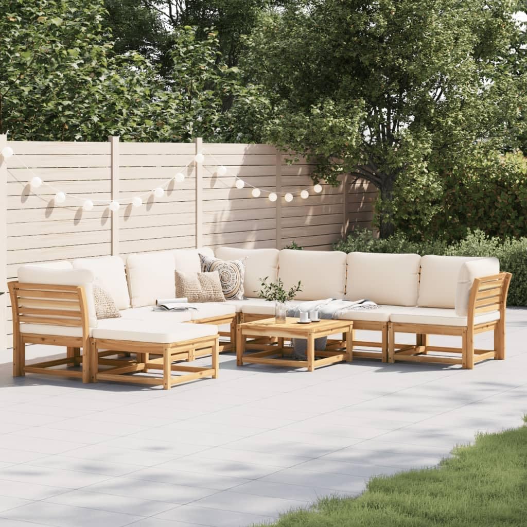 9 Piece Patio Lounge Set with Cushions Solid Wood Acacia,Elegant Outdoor Lounge Set with Cushions: Comfort and Style for Garden and Patio Outdoor Furniture Sets, Sectional Sofa Units
