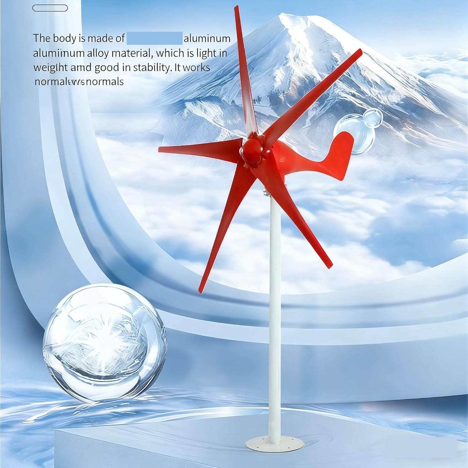 Wind Generator, 100W-300W 12V 24V Wind Generator for Wind-Solar Hybrid Streetlights, Small Red Solar,Wind Turbines(100W)