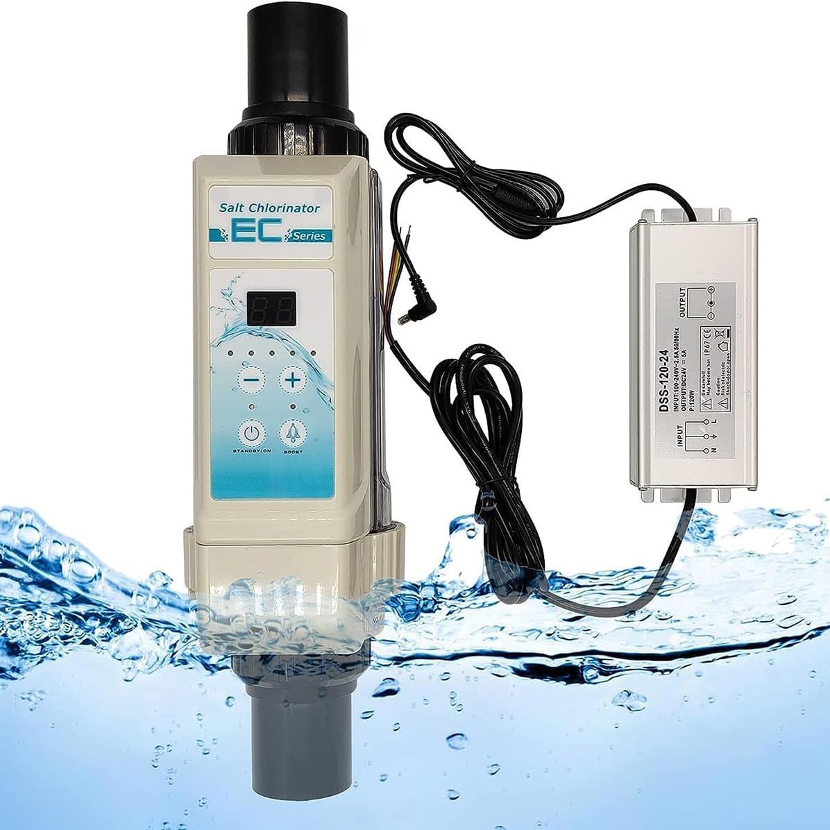Salt Pool Chlorine Generator, Salt Water Pool Chlorinator System Pool Filter Swimming Pool, Electrolytic Salt Chlorinator for Pool for Swimming Pool, Spa Water Treatment -20g/h