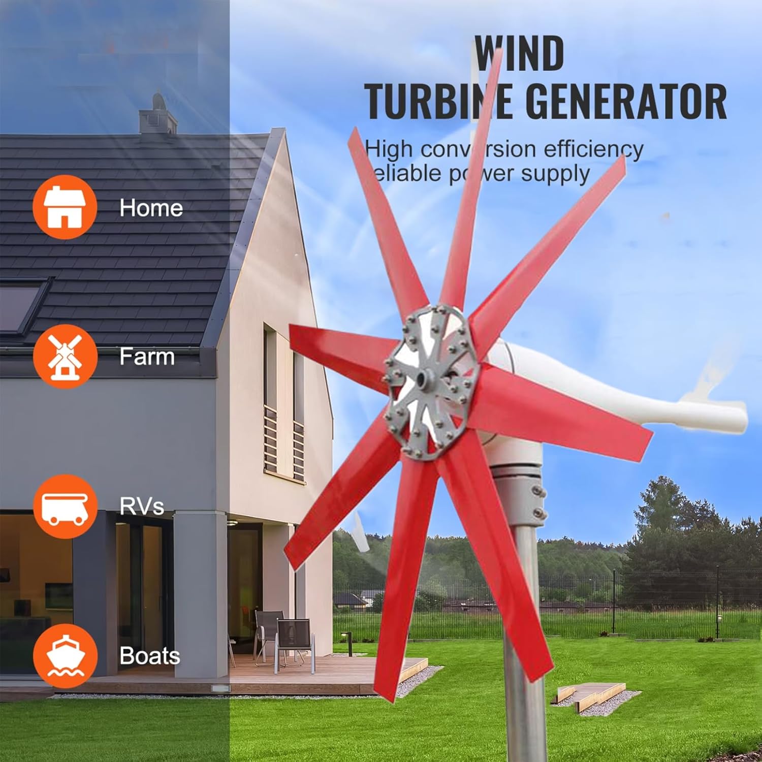 12000W Household Vertical Wind Turbine Small Windmill Free Energy, 12V 24V 48V with Controller Wind Turbines Kit for Home Camping