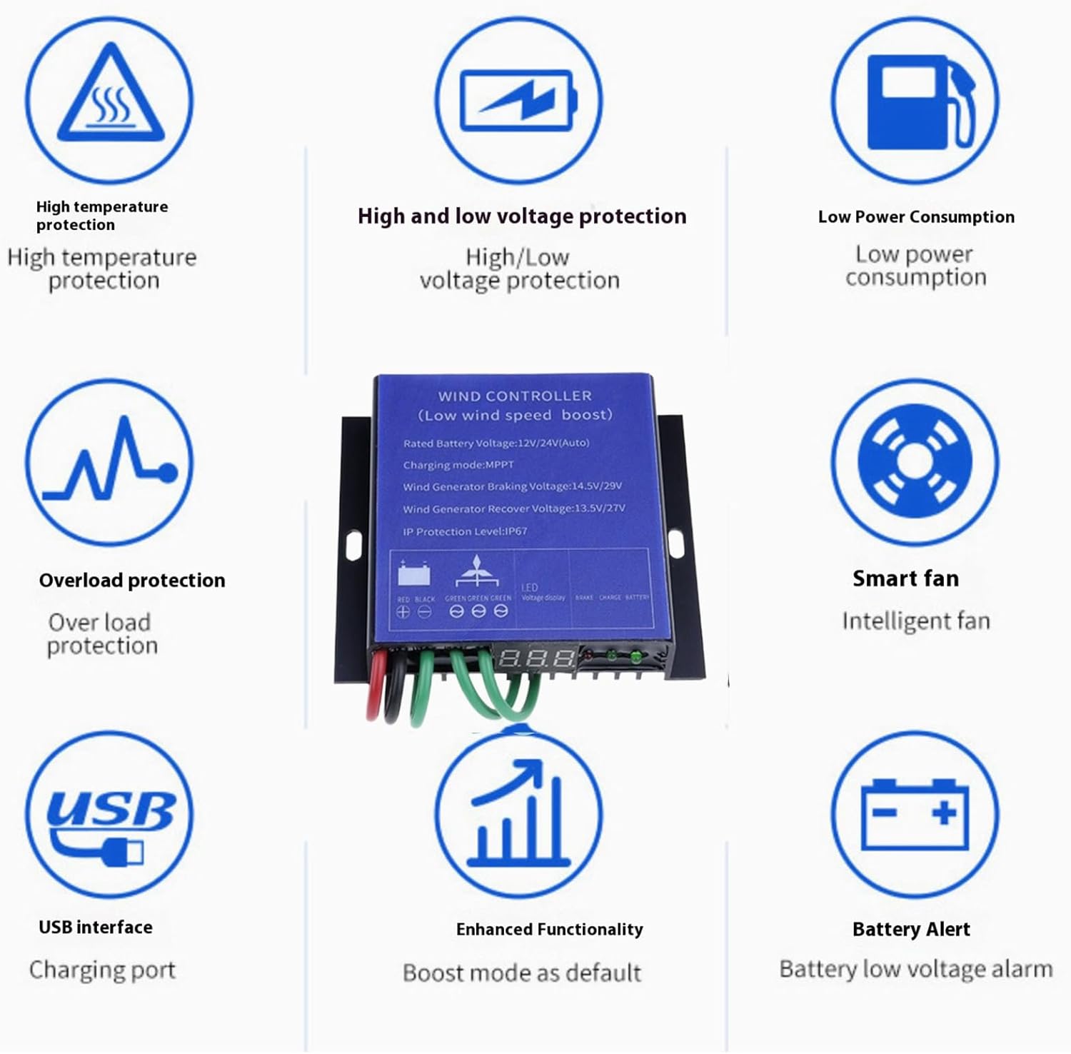 16000W Wind Turbine Charge Controller 12V 24V AUTO 48V IP67 Water Proof Regulator for 100W-16000W Small Windmill Generator