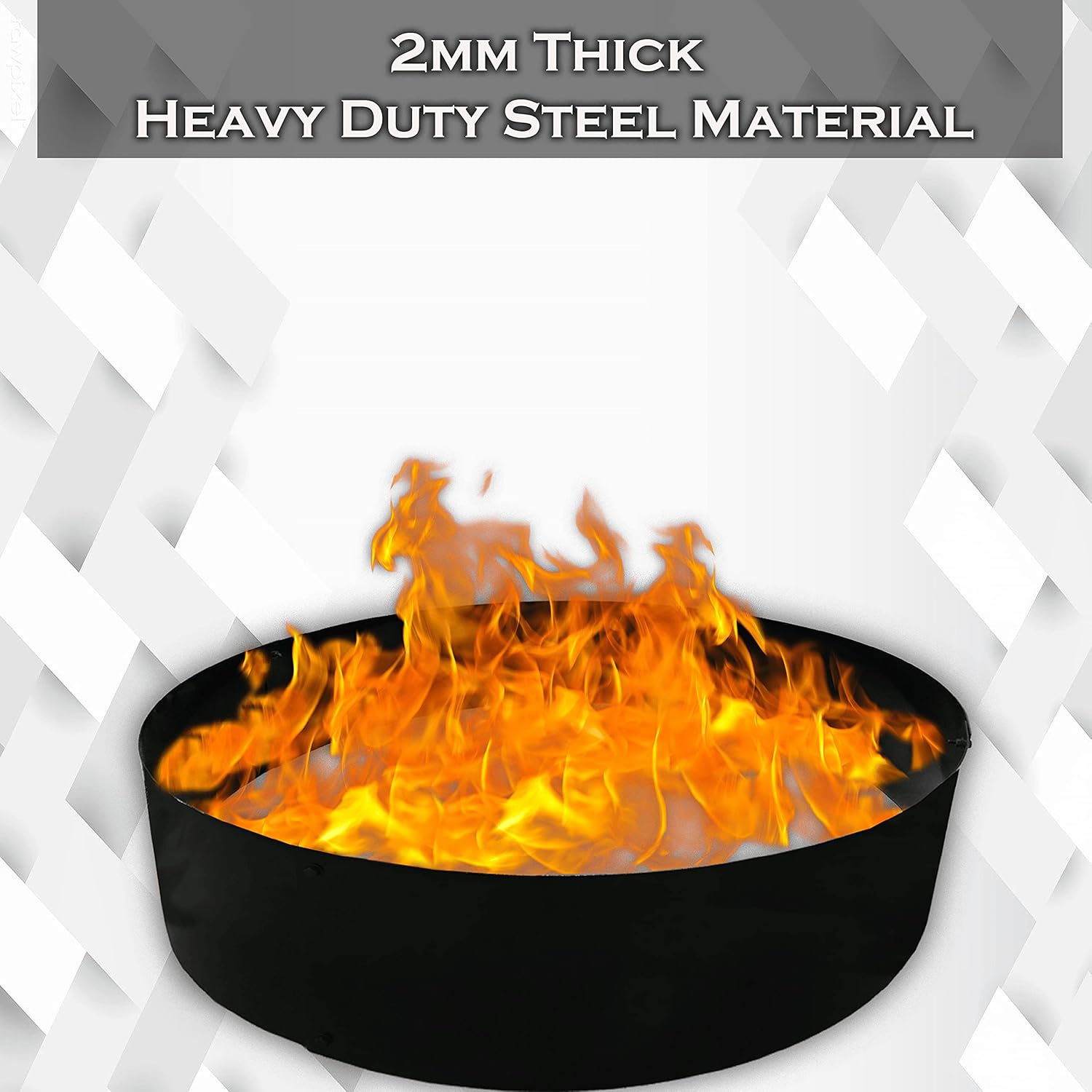 Simond Store Portable Fire Pit Ring Liner, 48 Inch Diameter 12 Inch Height - No Bottom 2mm Thick Heavy Duty Steel Round Fire Pit Insert for Outdoor Garden Patio Camping Bonfire Black