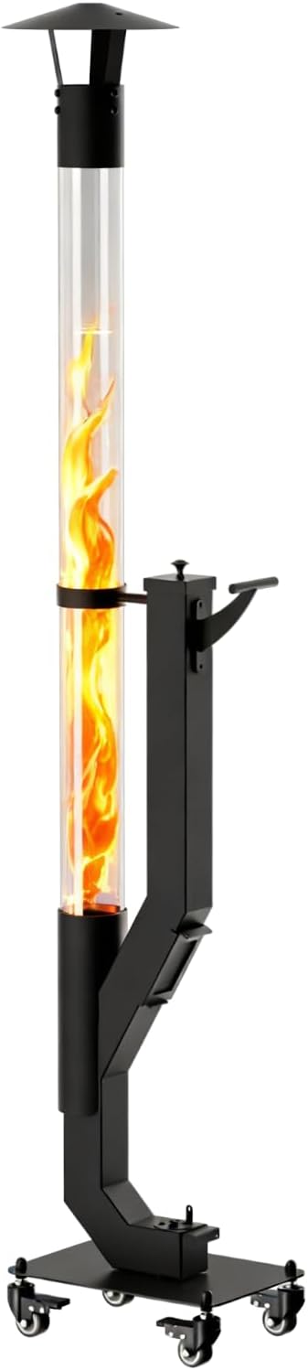 yoyomax Wood Pellet Patio Heater, Outdoor Pellet Heater, Portable Wood Pellet Fire Pit with Ash Tray Patio Rocket Stove for Backyard Camping Garden Balcony, PH08PRO