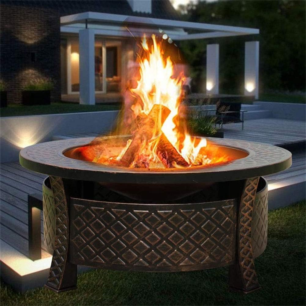 Outdoor Fire Pits Home Fire Pit - Large Bonfire Wood Burning Patio & Backyard Firepit for Outside with Round Spark Screen, Fireplace Poker and Metal Grate Feito na China