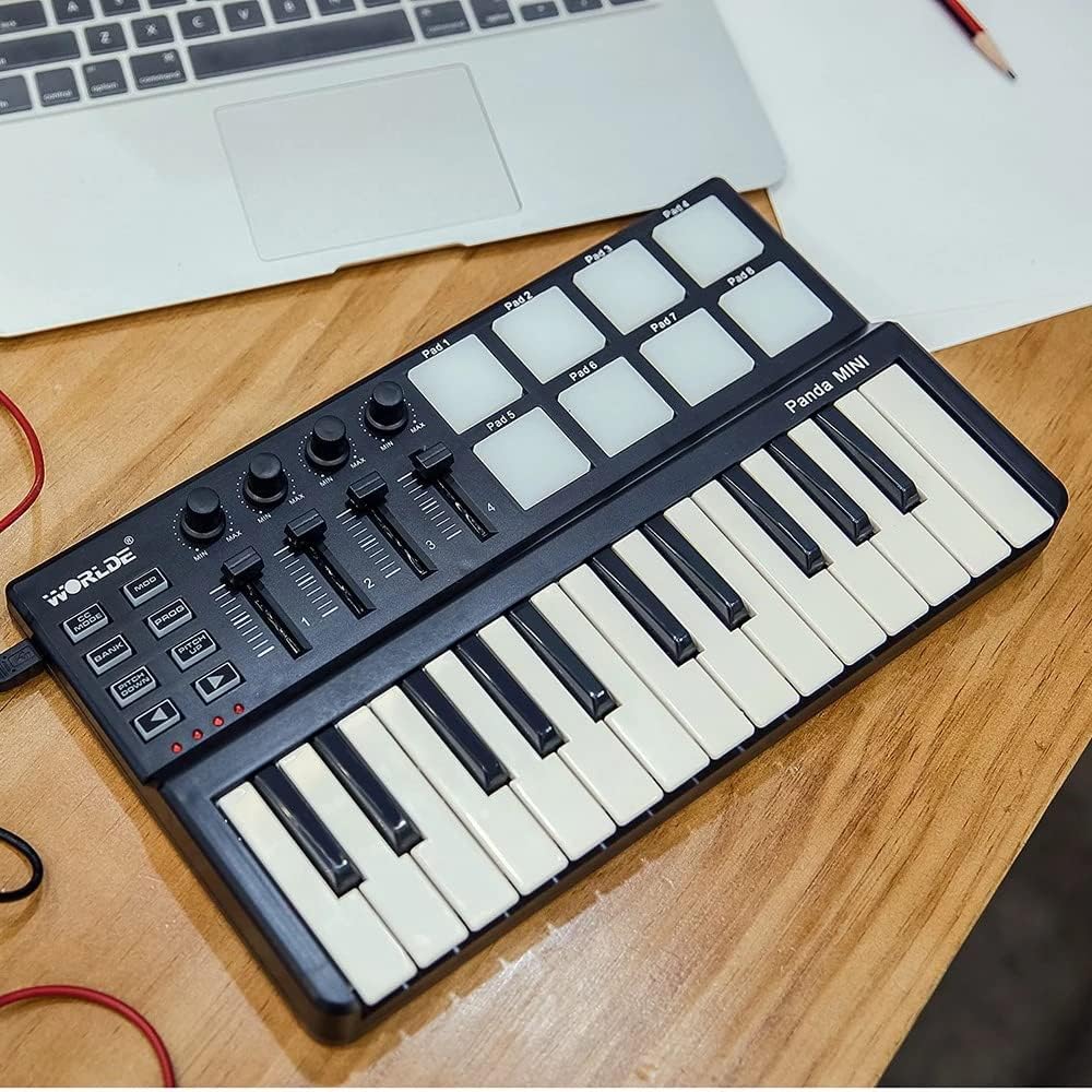 mini Portable Mini 25-Key USB Keyboard and Drum Pad MIDI Controller