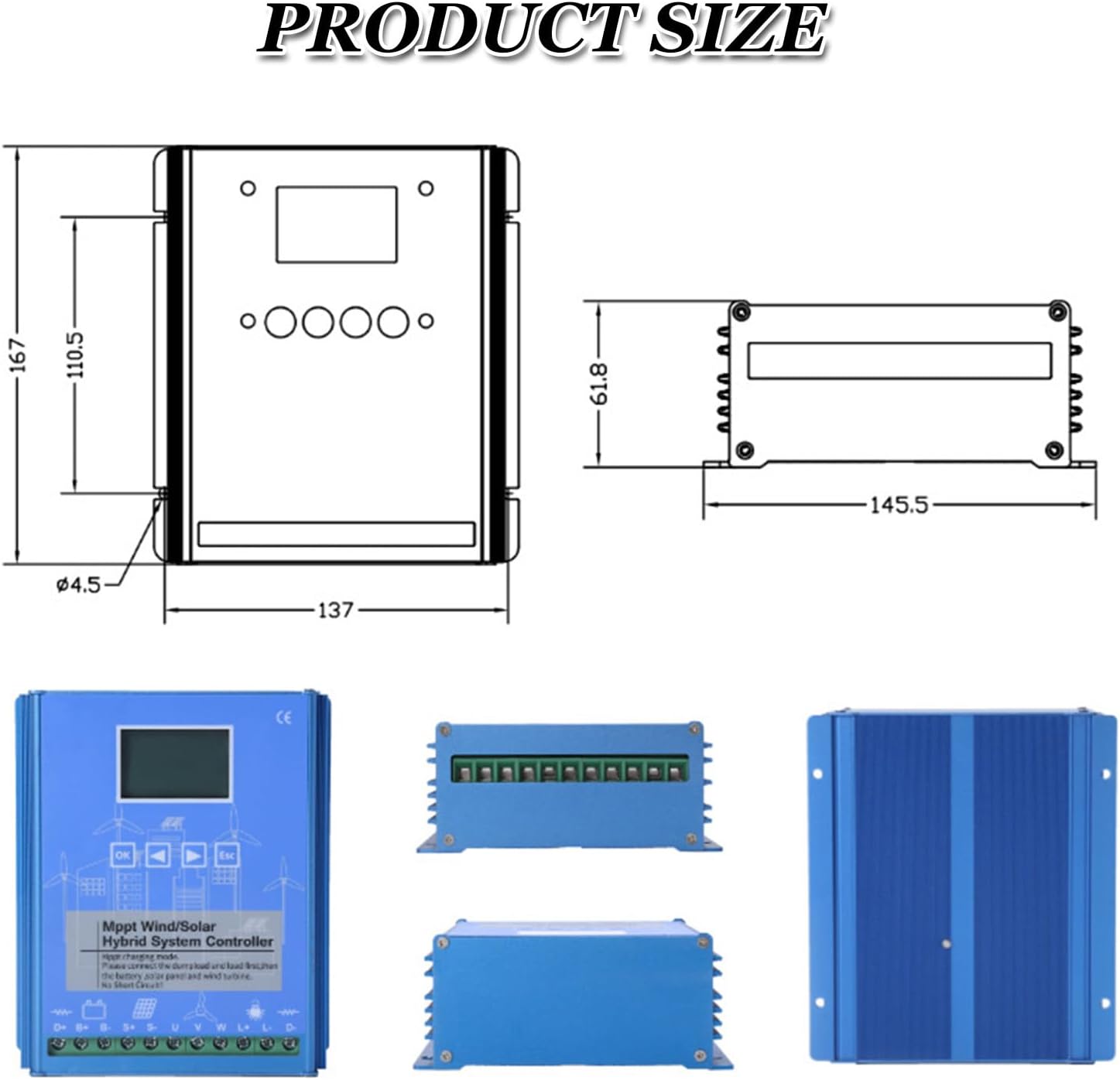 18000W Wind Turbine Energy Windmill with Dump Load, Wind Turbine Generator Mppt Charge Controller, 12V 24V 48V MPPT Wind Solar Hybrid Controller,48V