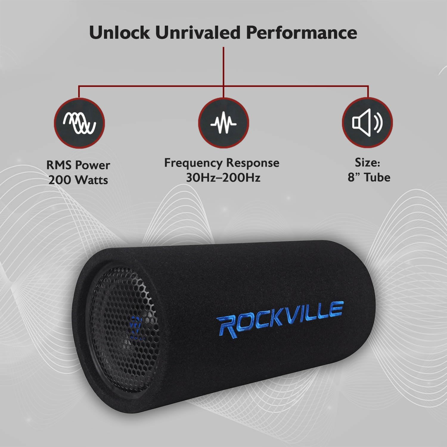 Rockville RTB80A Powered Subwoofer Bass Tube, 8