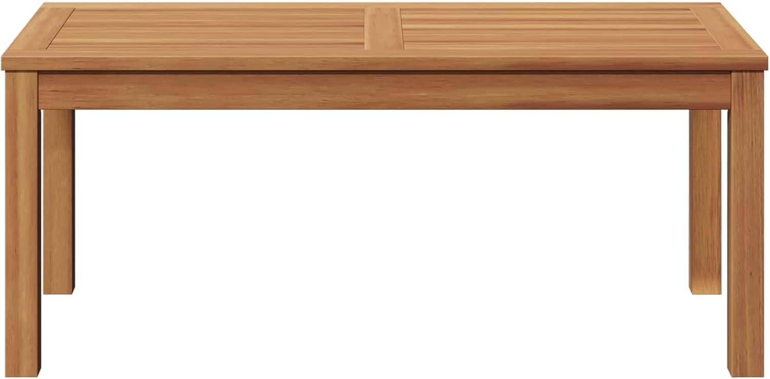 Solid Teak Wood Outdoor Patio Table, Brown Finish, 37.40x17.72x15.75 Inches, Durable Weather-Resistant Design for Garden, Balcony, Porch, Deck, or Exterior Sectional Seating