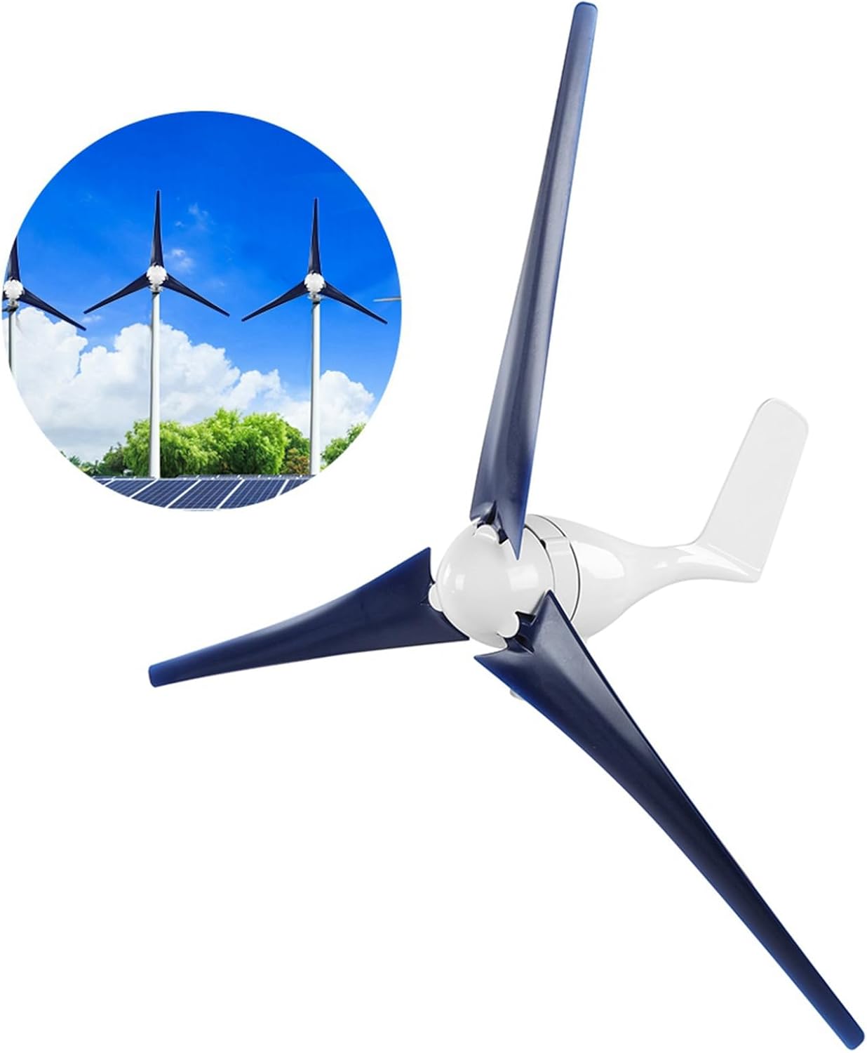 1200W Wind Generator Turbines Kit, Small 3 Blades Generator Power Parts Turbines Kit for Marine Home Charging(Blue 12V)