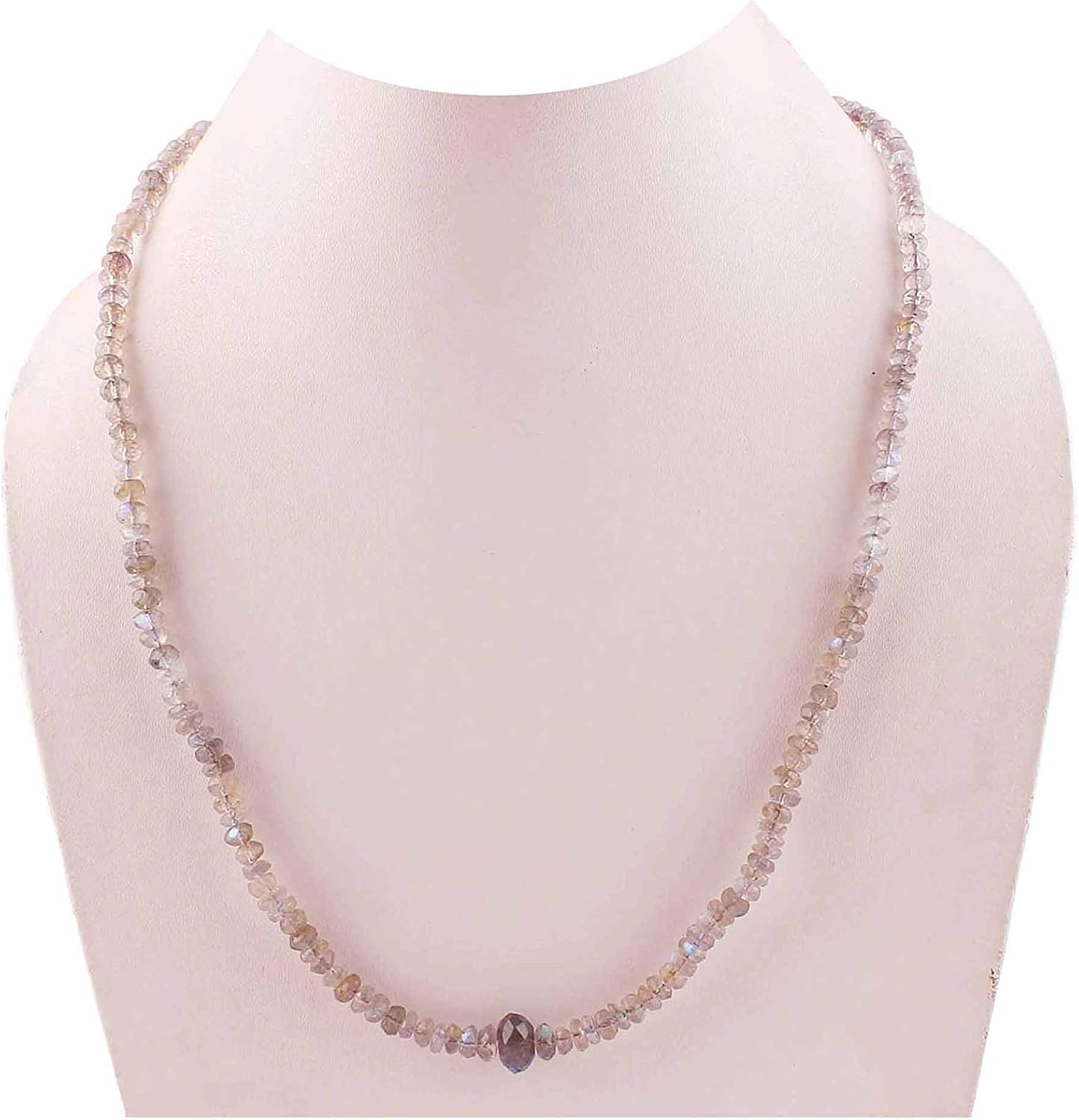 Natural Gemstone Labradorite Faceted Rondelle 5mm-10mm Beaded Necklace for Women,16